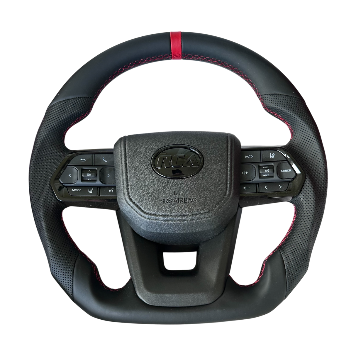 Red Rebel Leather Steering Wheel – Flat Bottom for Toyota