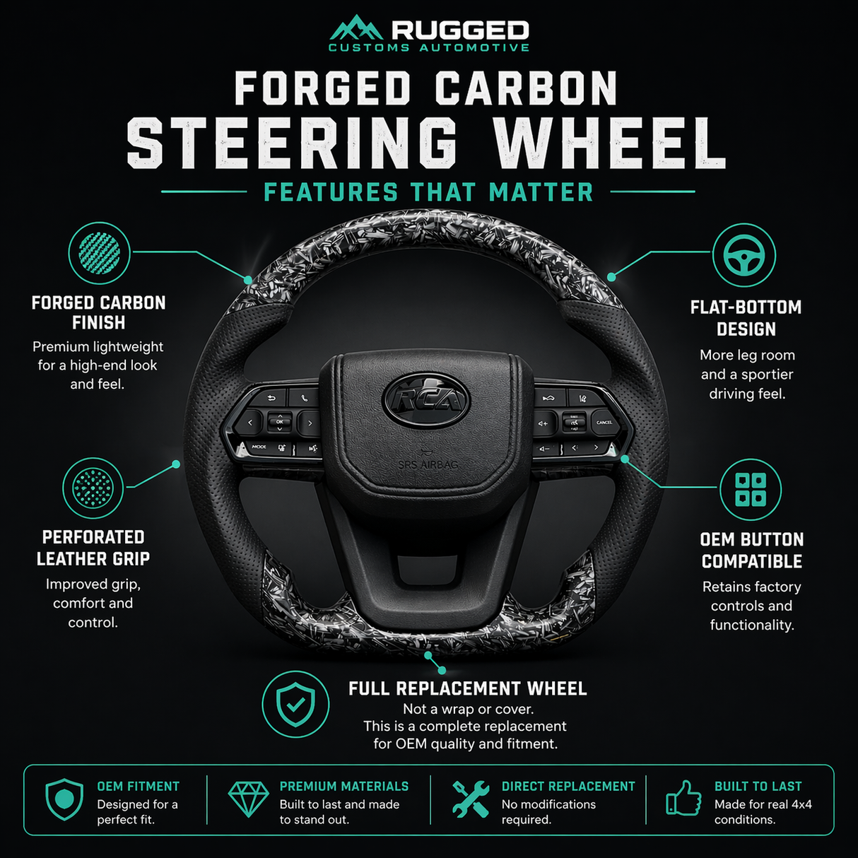 Forged Carbon/Leather Steering Wheel – Flat Bottom for Toyota