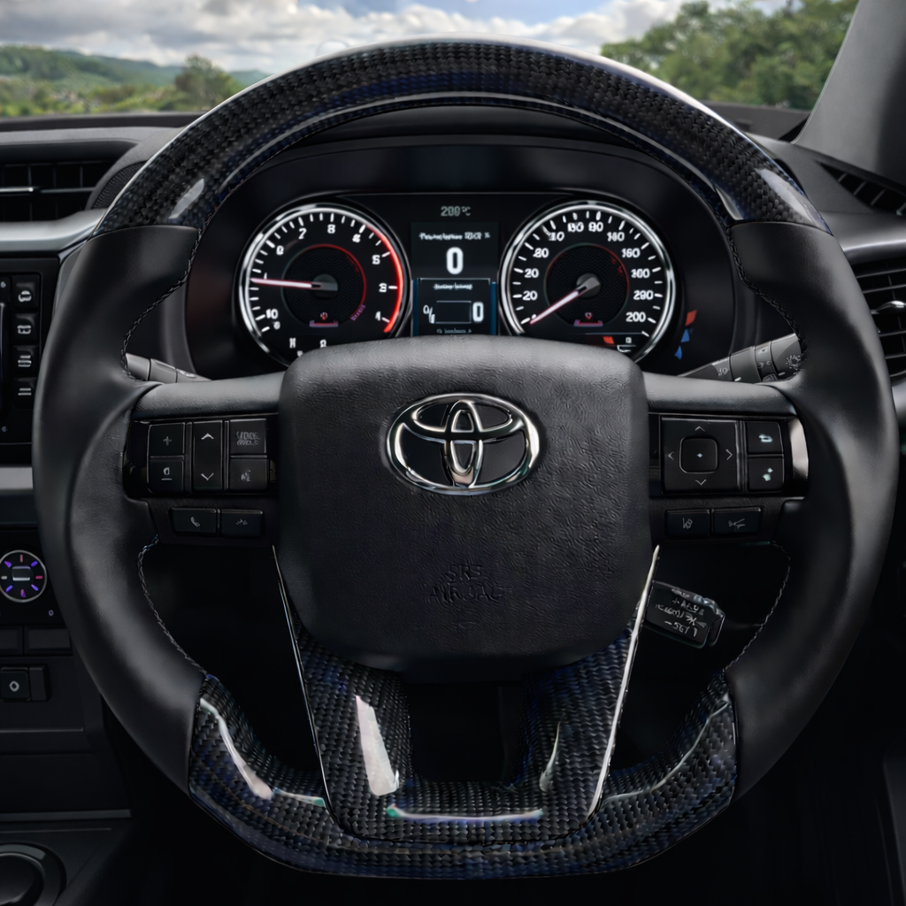 Toyota Hilux N80 (2015–2026) Carbon & Leather Steering Wheel – OEM Fit, Premium Upgrade