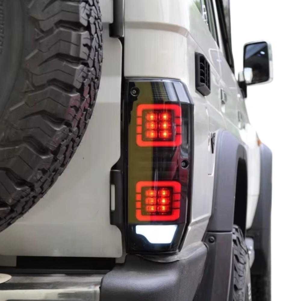 Smoked LED Tail Lights for Toyota LandCruiser 78 Series Troop Carrier (2000β2025) β Plug & Play Upgrade