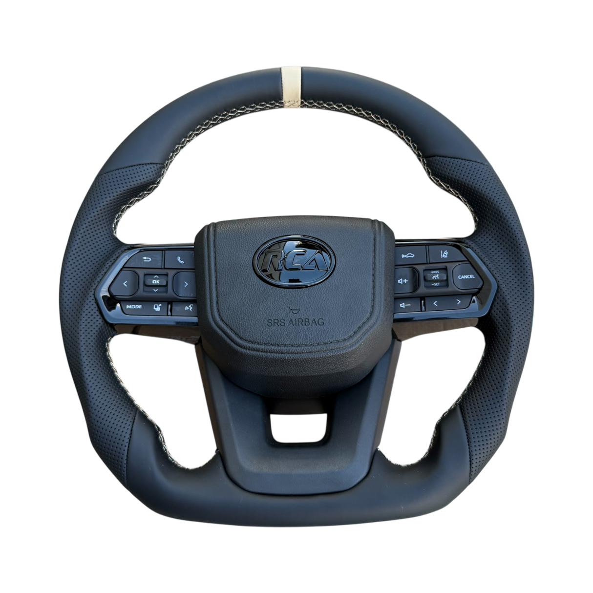 Taupe Taipan Edition – Flat Bottom Leather Steering Wheel for Toyota