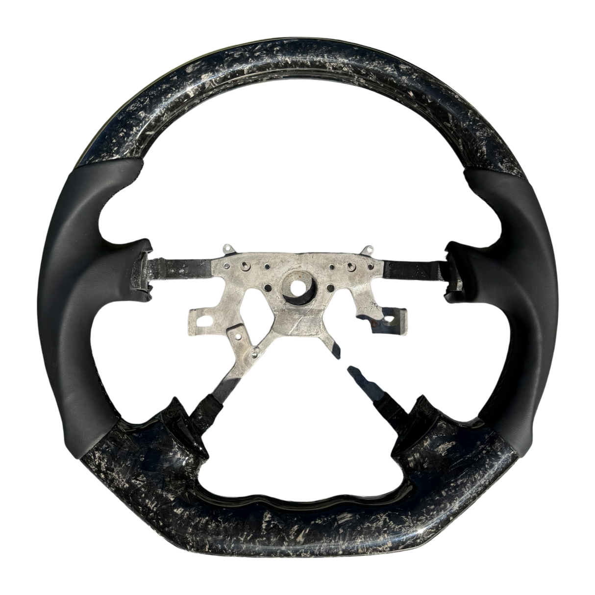 Forged Carbon Steering Wheel for Nissan Patrol GU/GQ (Flat-Bottom, Leather Grip)