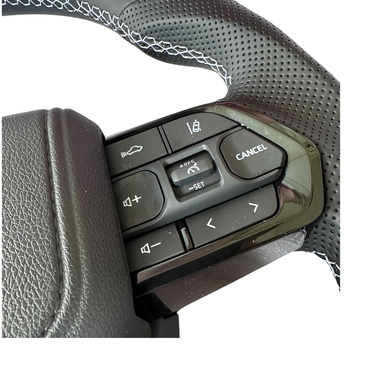 White Warrior Leather Steering Wheel Upgrade – Flat Bottom for Toyota