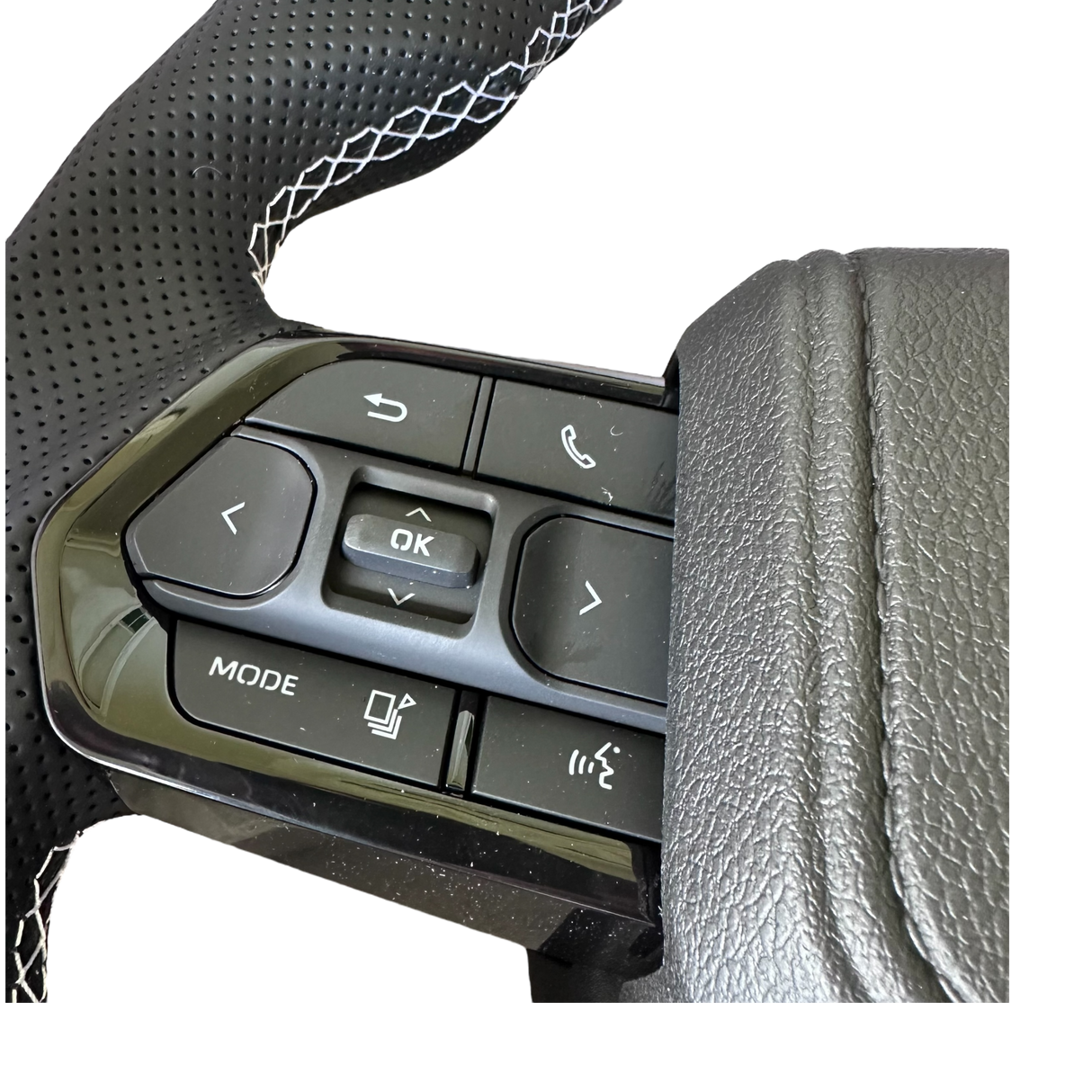 White Warrior Leather Steering Wheel Upgrade – Flat Bottom for Toyota