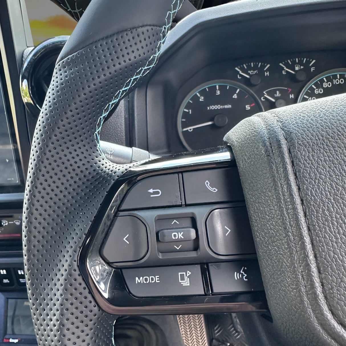 Teal Titan Toyota Steering Wheel | Flat-Bottom, Leather, Plug & Play | October Dispatch