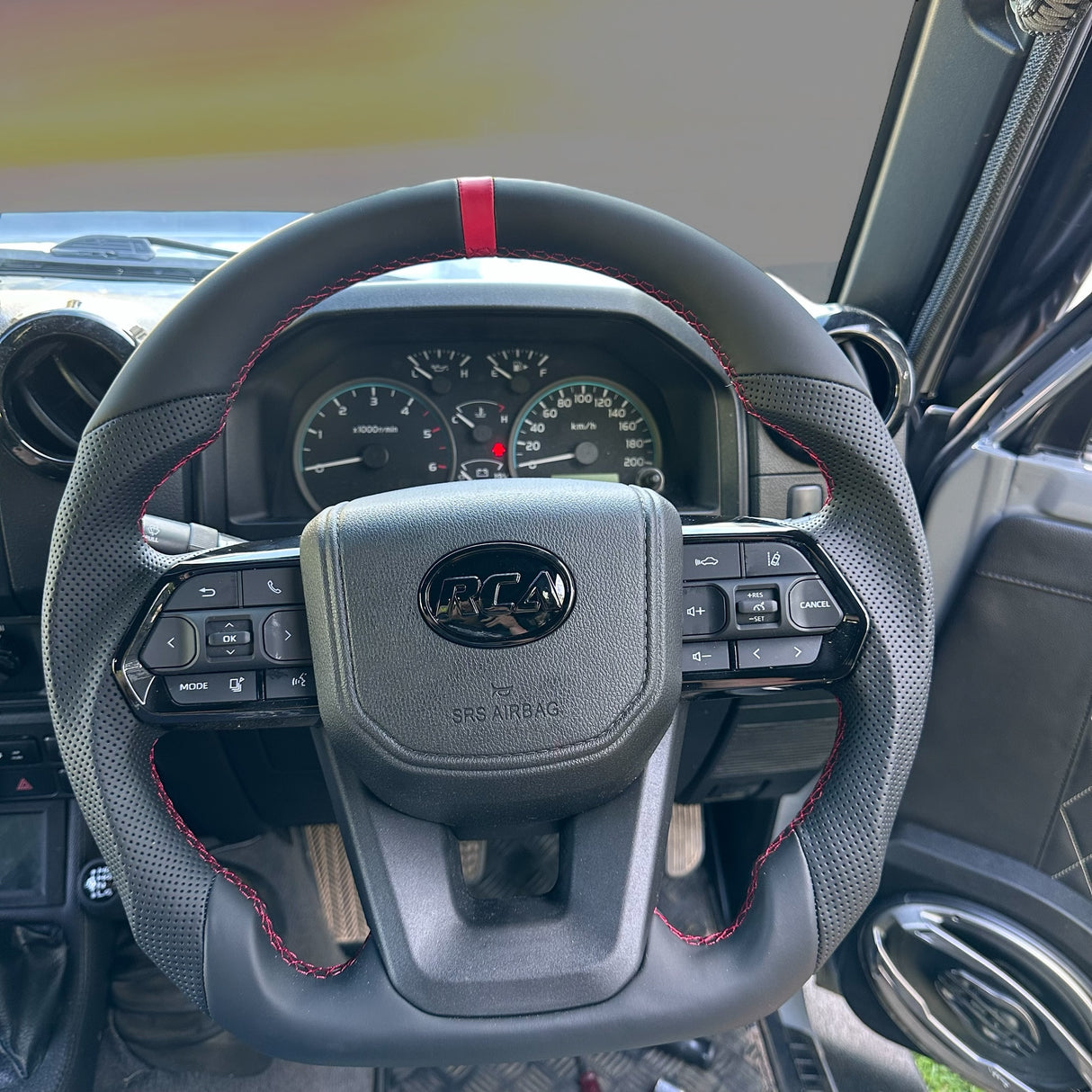 Red Rebel Leather Steering Wheel – Flat Bottom for Toyota