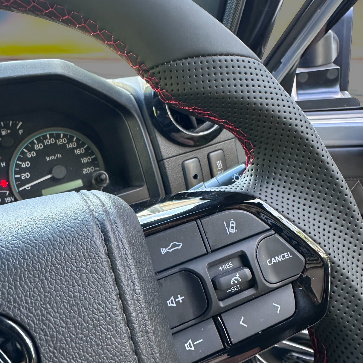 Red Rebel Leather Steering Wheel – Flat Bottom for Toyota