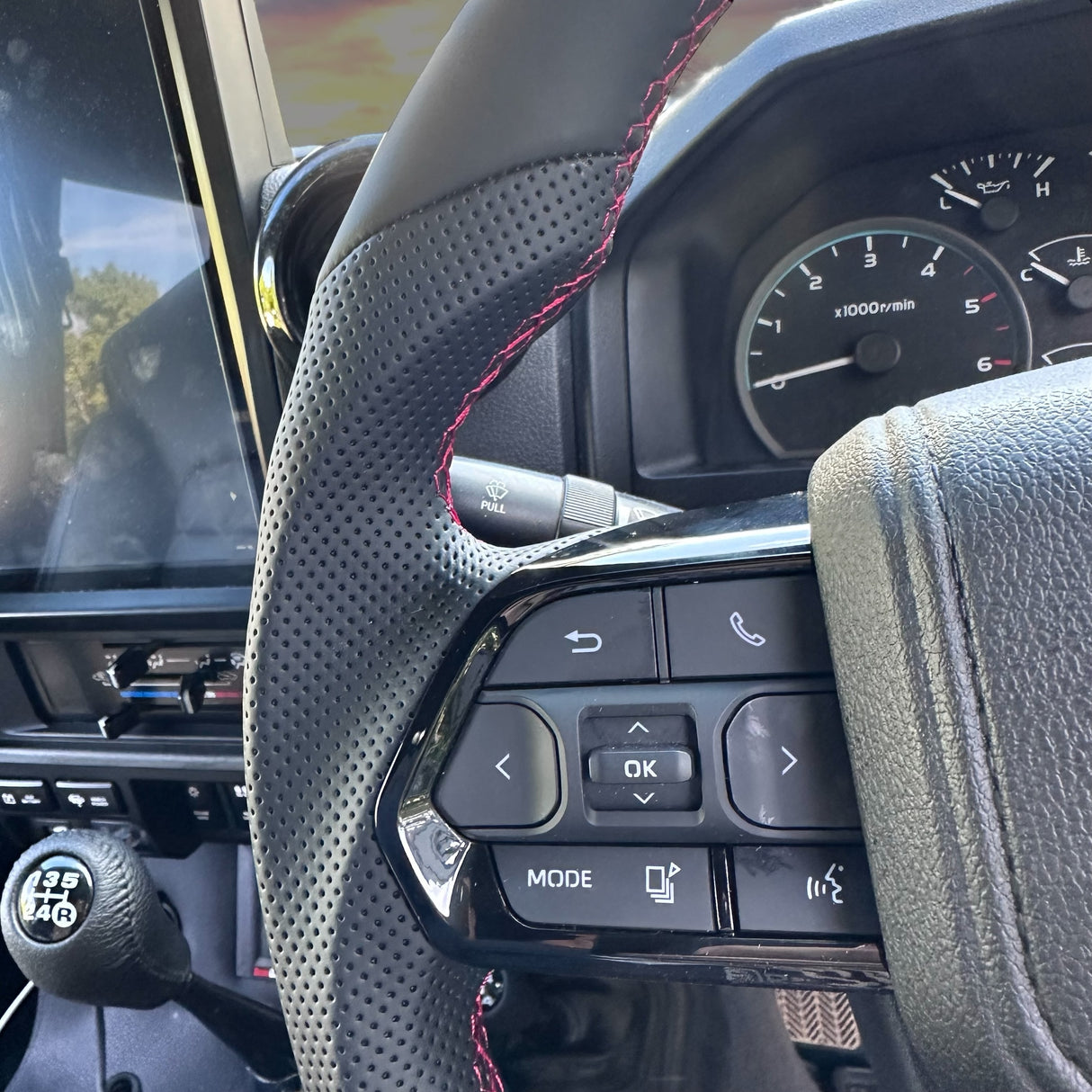 Red Rebel Leather Steering Wheel – Flat Bottom for Toyota