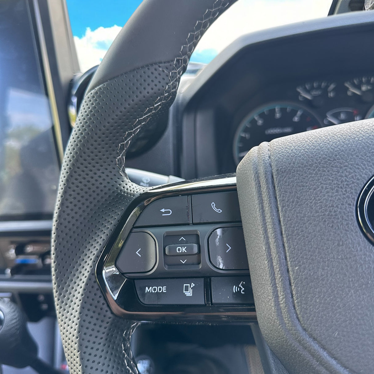 Grey Guardian Flat-Bottom Steering Wheel for Toyota LandCruiser, Hilux, Prado & More