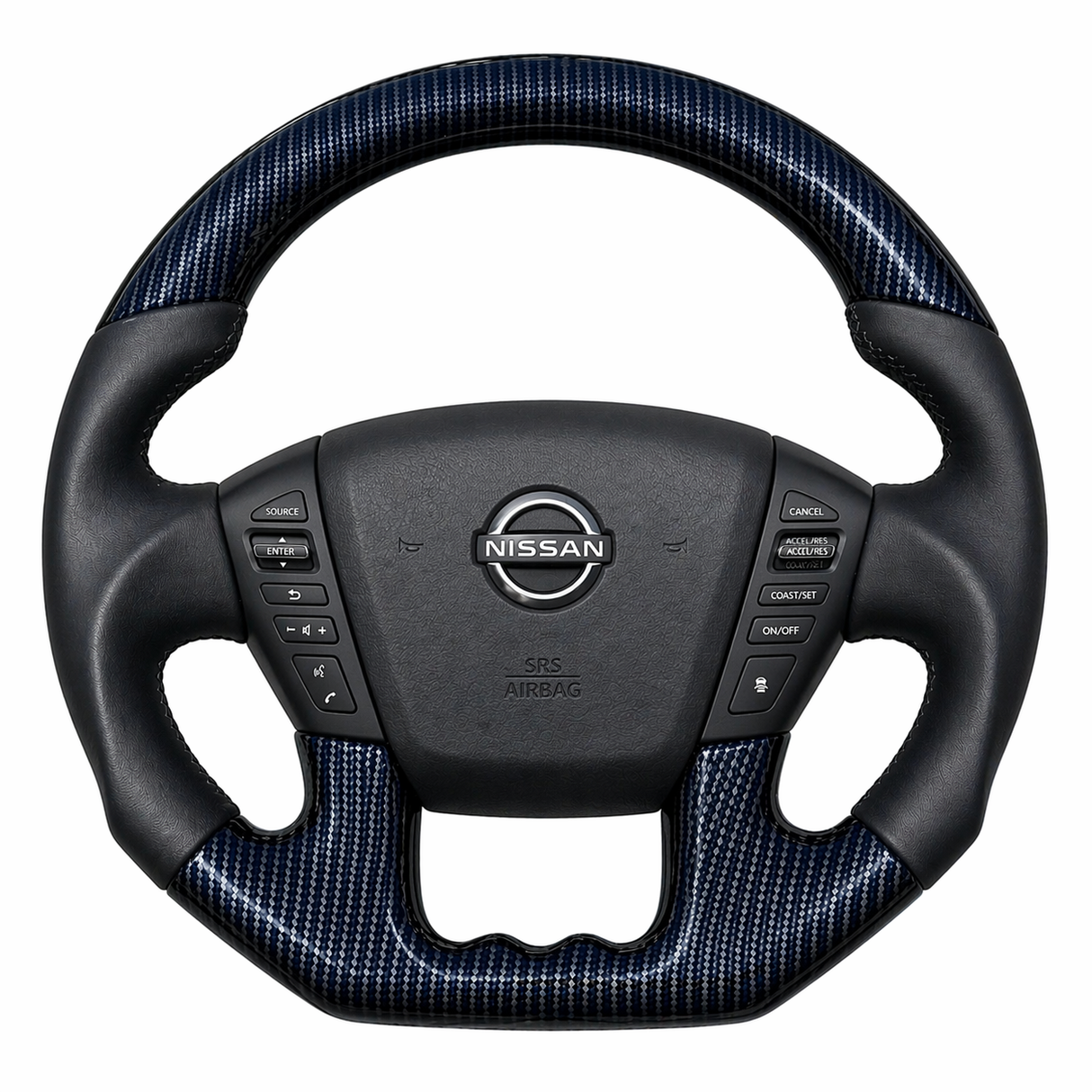 Nissan Patrol Y62 Flat-Bottom Leather Steering Wheel (2019–2026) | Plug & Play