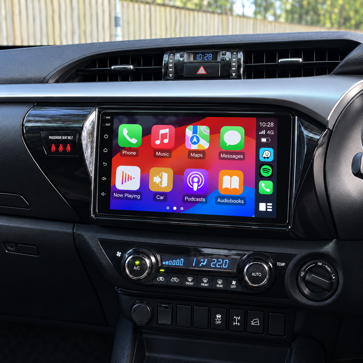 hilux n80 head unit with left-side controls — illustrative installation