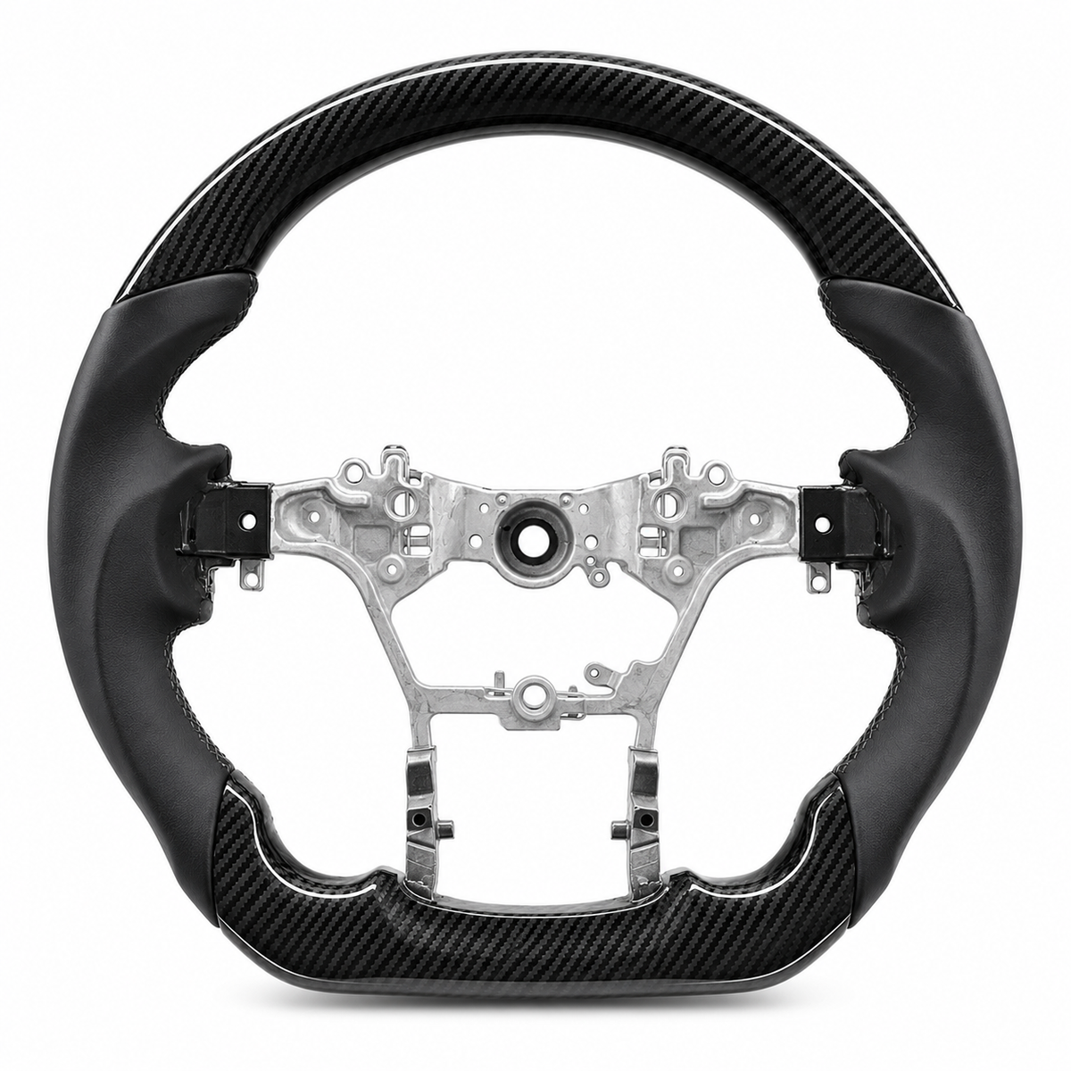 LandCruiser 70 carbon and leather steering wheel core, installed