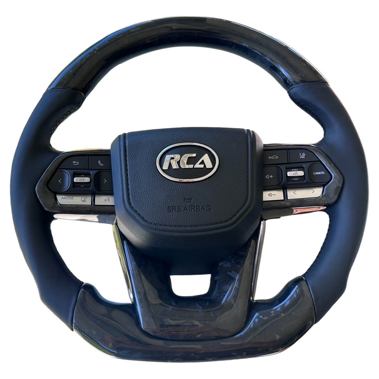 Forged Carbon/Leather Steering Wheel - Flat Bottom