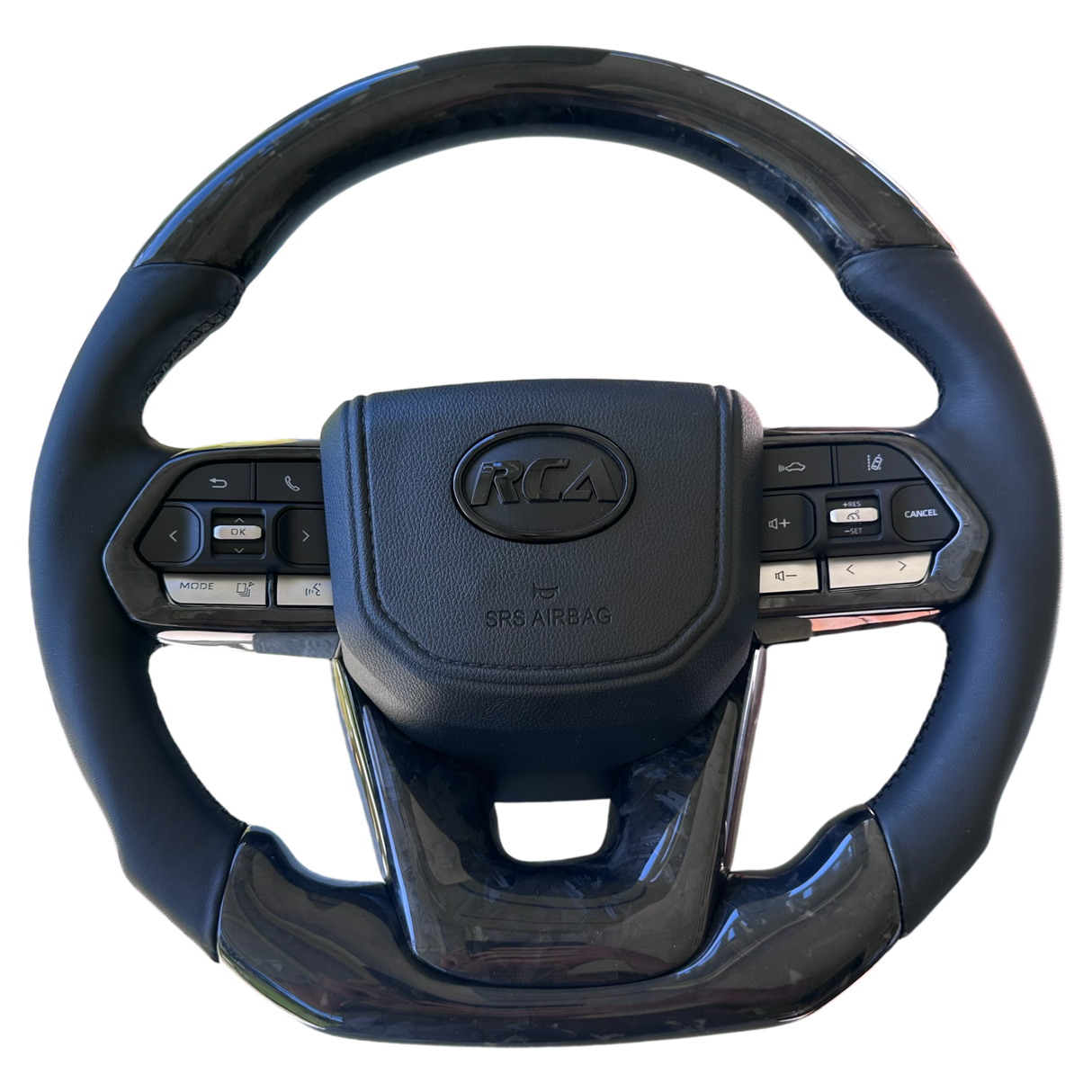 Forged Carbon/Leather Steering Wheel - Flat Bottom