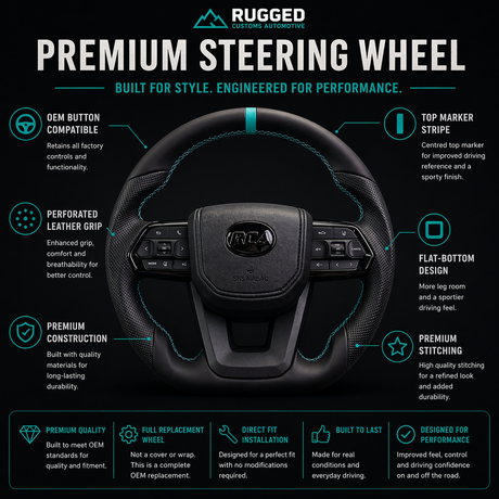 Teal Titan Toyota Steering Wheel | Flat-Bottom, Leather, Plug & Play | Pre Order