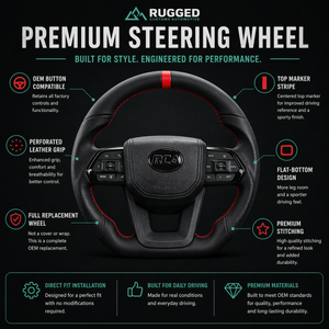 Red Rebel Flat-Bottom Steering Wheel for Toyota — Full Replacement, Plug & Play