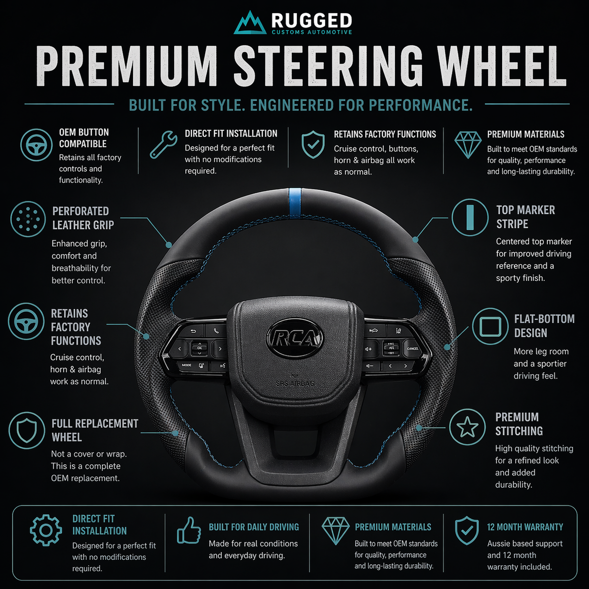 Blue Blaze Flat-Bottom Steering Wheel for Toyota | Plug & Play OEM Fit - Pre Order