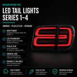 Nissan Patrol Y62 LED Tail Lights (Series 1–4) – Smoked, Plug & Play Upgrade