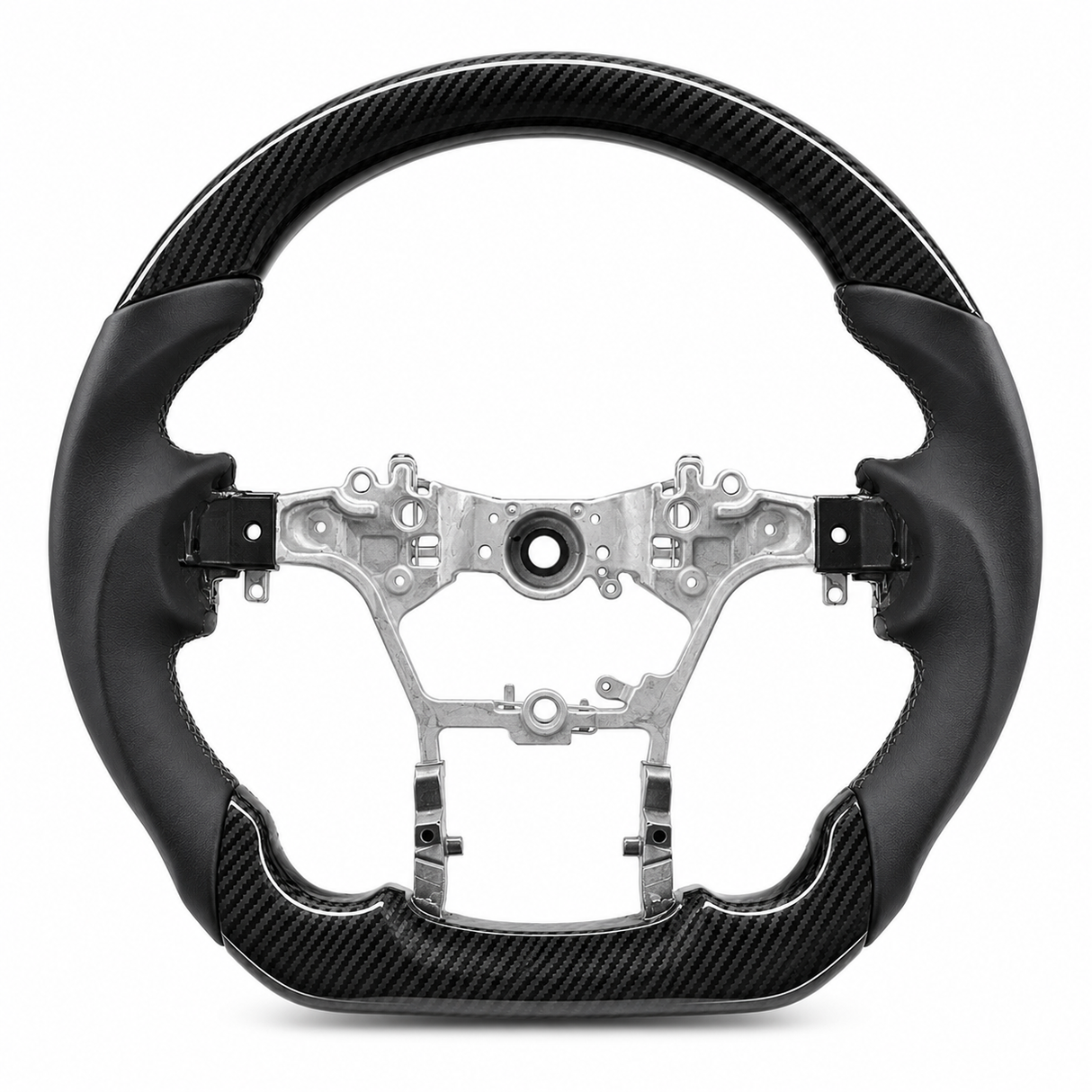 Carbon & Leather Flat-Bottom Steering Wheel for Toyota Hilux N80 & Fortuner (2015–2026) – Factory Fit Upgrade