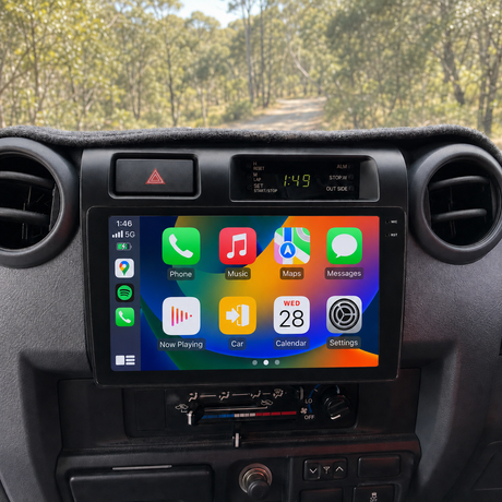 9-Inch Head Unit Toyota LandCruiser 70 Series Wireless CarPlay Install Photo