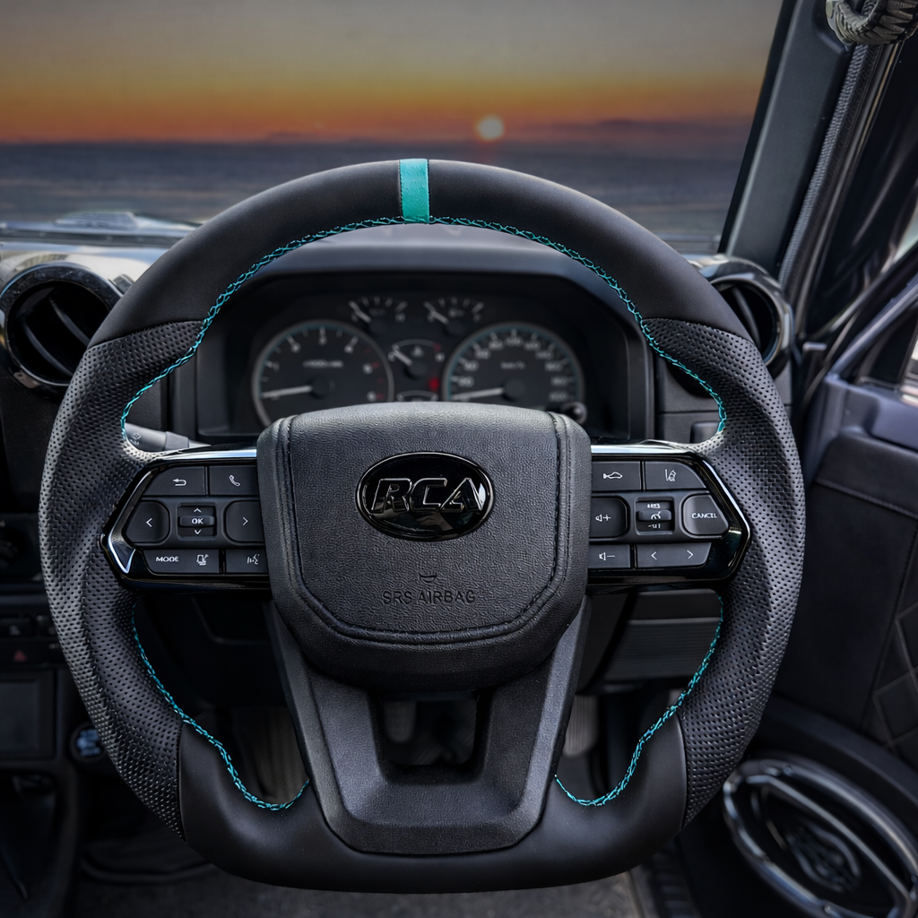 Teal Titan Toyota Steering Wheel | Flat-Bottom, Leather, Plug & Play | Pre Order