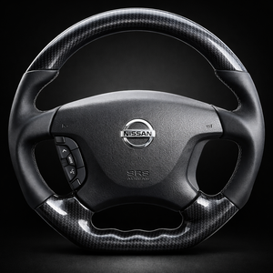 Nissan Patrol GU/GQ Carbon-Style Leather Flat-Bottom Steering Wheel Core