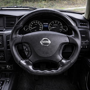 Nissan Patrol GU/GQ Carbon-Style Leather Flat-Bottom Steering Wheel Core