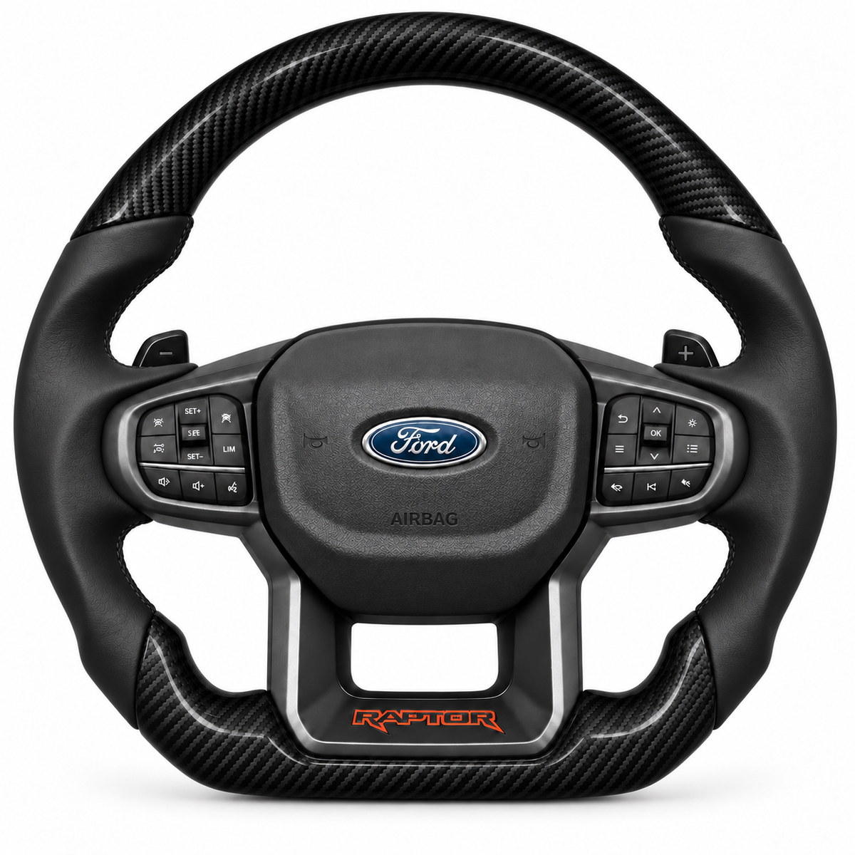 Ford Ranger Raptor flat-bottom steering wheel, Carbon-Look finish