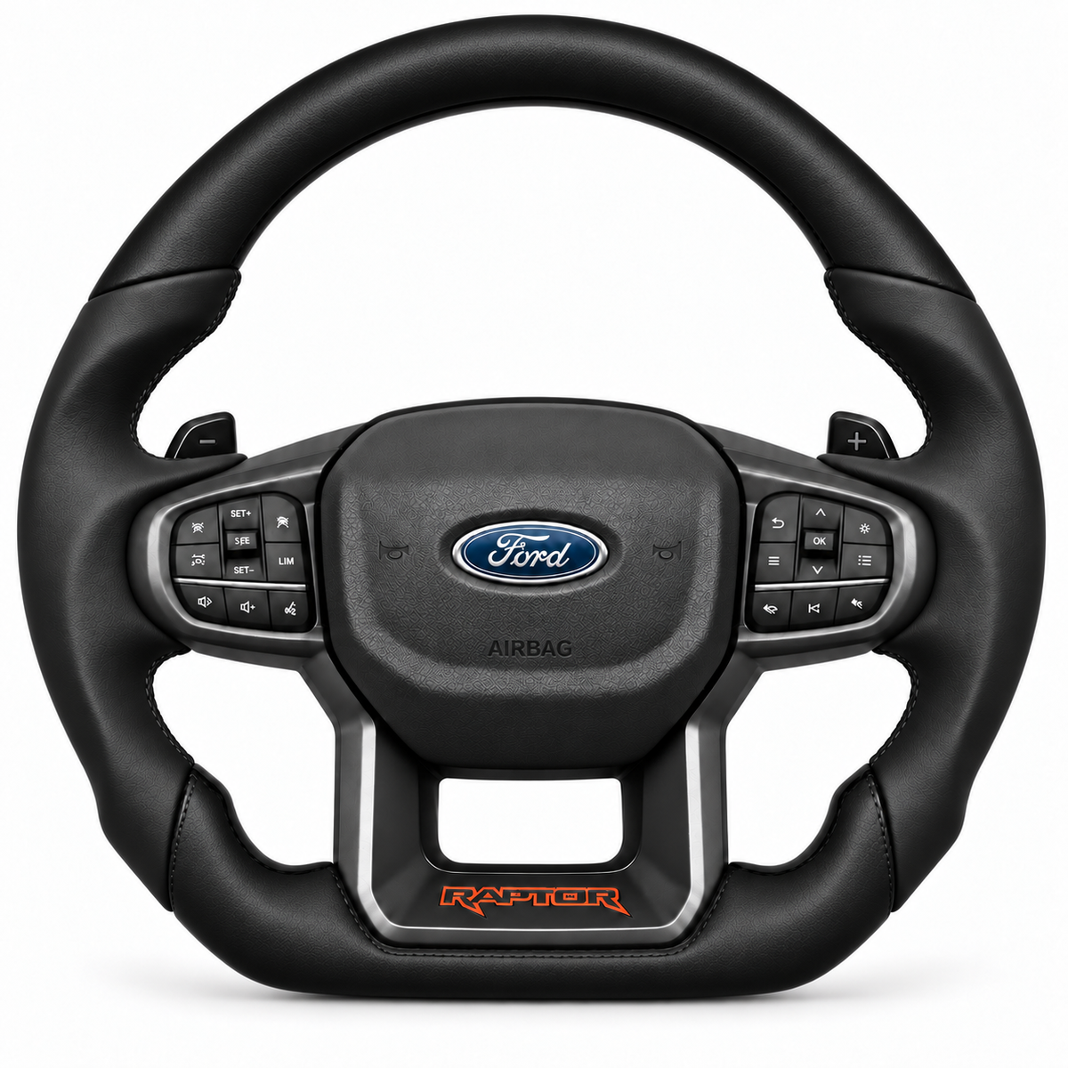 Ford Ranger Raptor flat-bottom steering wheel, Smooth finish