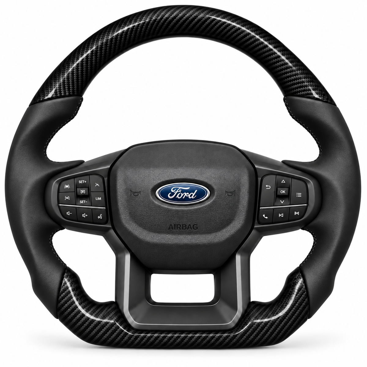 Ford Ranger Next-Gen flat-bottom steering wheel, Carbon-Look finish