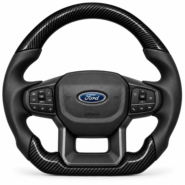Ford Ranger Next-Gen flat-bottom steering wheel, Carbon-Look finish
