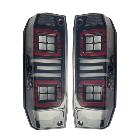 LED Tail Lights for Toyota LandCruiser 78 Series Troop Carrier (2007–2025) – Smoked, Plug & Play, Start-Up Animation