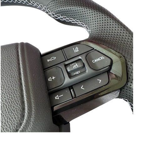 White Warrior Leather Steering Wheel Upgrade – Flat Bottom for Toyota