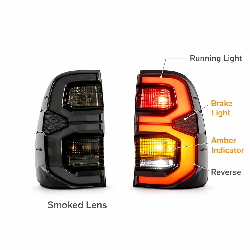 Toyota Hilux N80 LED Tail Lights (2015–2026) – Smoked, Plug & Play, In Stock