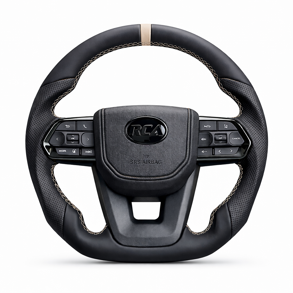 Taupe Taipan Flat-Bottom Leather Steering Wheel for Toyota | Plug & Play OEM Upgrade