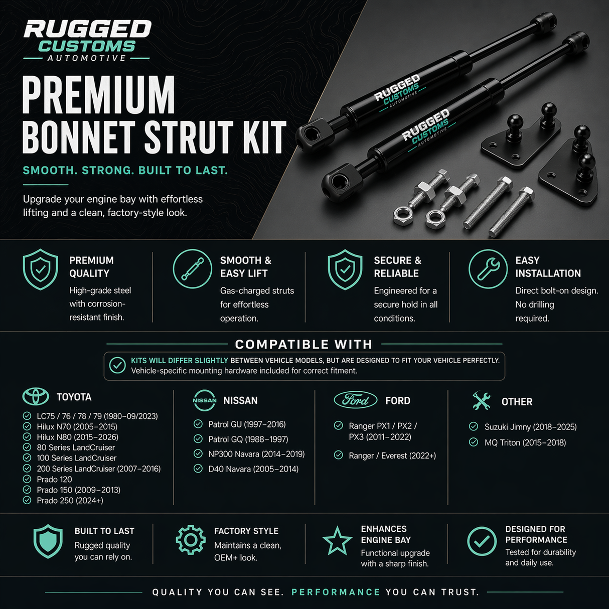 Premium Bonnet Strut Kit