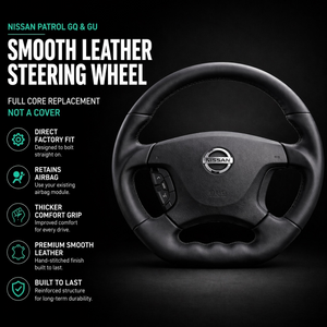 Smooth Leather Steering Wheel for Nissan GU/GQ Patrol (1988-2016)