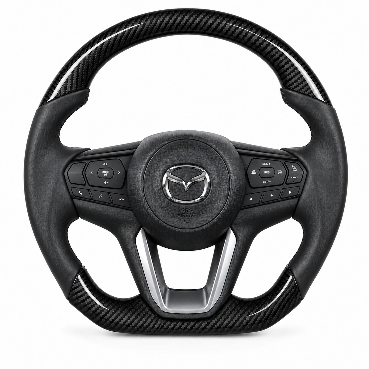 Mazda BT-50 TF (2020+) carbon fibre flat-bottom steering wheel core – front view