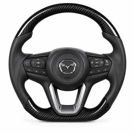 Mazda BT-50 TF (2020+) carbon fibre flat-bottom steering wheel core – front view