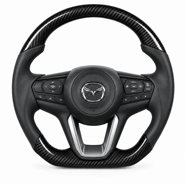 Mazda BT-50 TF (2020+) carbon fibre flat-bottom steering wheel core – front view