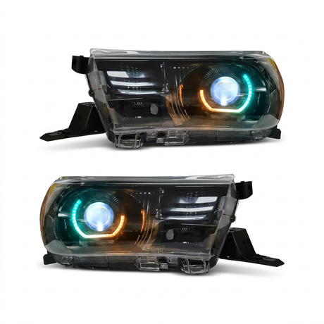 Toyota Hilux N80 Bi-LED projector headlight retrofit kit with RGB Angry Eye and Demon Eye