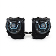 Facelift 70 Series LandCruiser Bi-LED projector headlight retrofit kit with ice-blue DRL ring