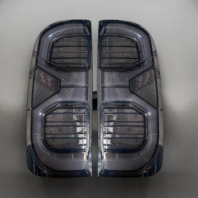 Hilux N70 angular LED tail lights with start-up animation, installed pair