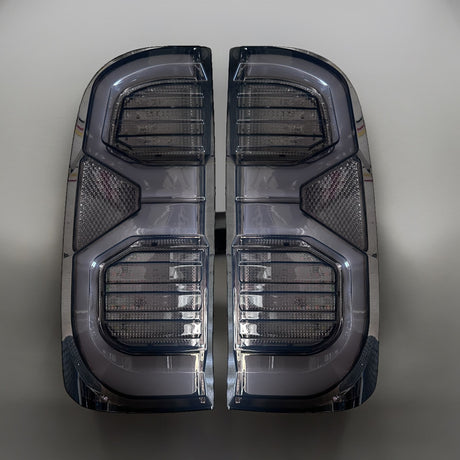 Hilux N70 angular LED tail lights with start-up animation, installed pair