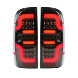 Hilux N70 smoked LED tail lights installed, left and right pair