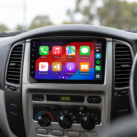 landcruiser 100 head unit with left-side controls — illustrative installation