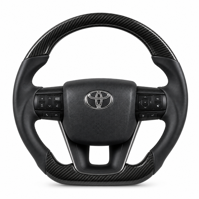 LandCruiser 70 Series leather steering wheel, front view