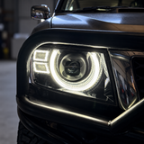 Nissan Patrol GU Y61 LED headlights installed with white DRL illuminated