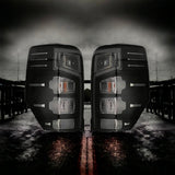 Triton MR smoked tail light close-up, factory-style lens with LED bulb