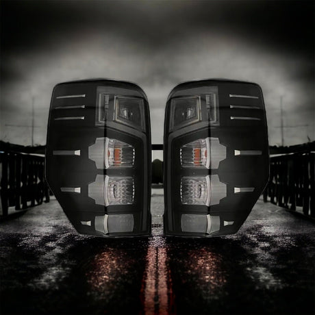 Triton MR smoked tail light close-up, factory-style lens with LED bulb